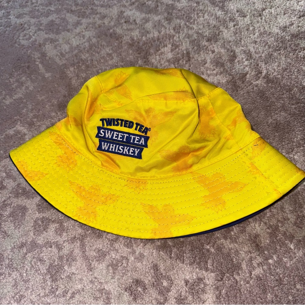 RARE Twisted Tea Reversible Yellow Blue Bucket Hat